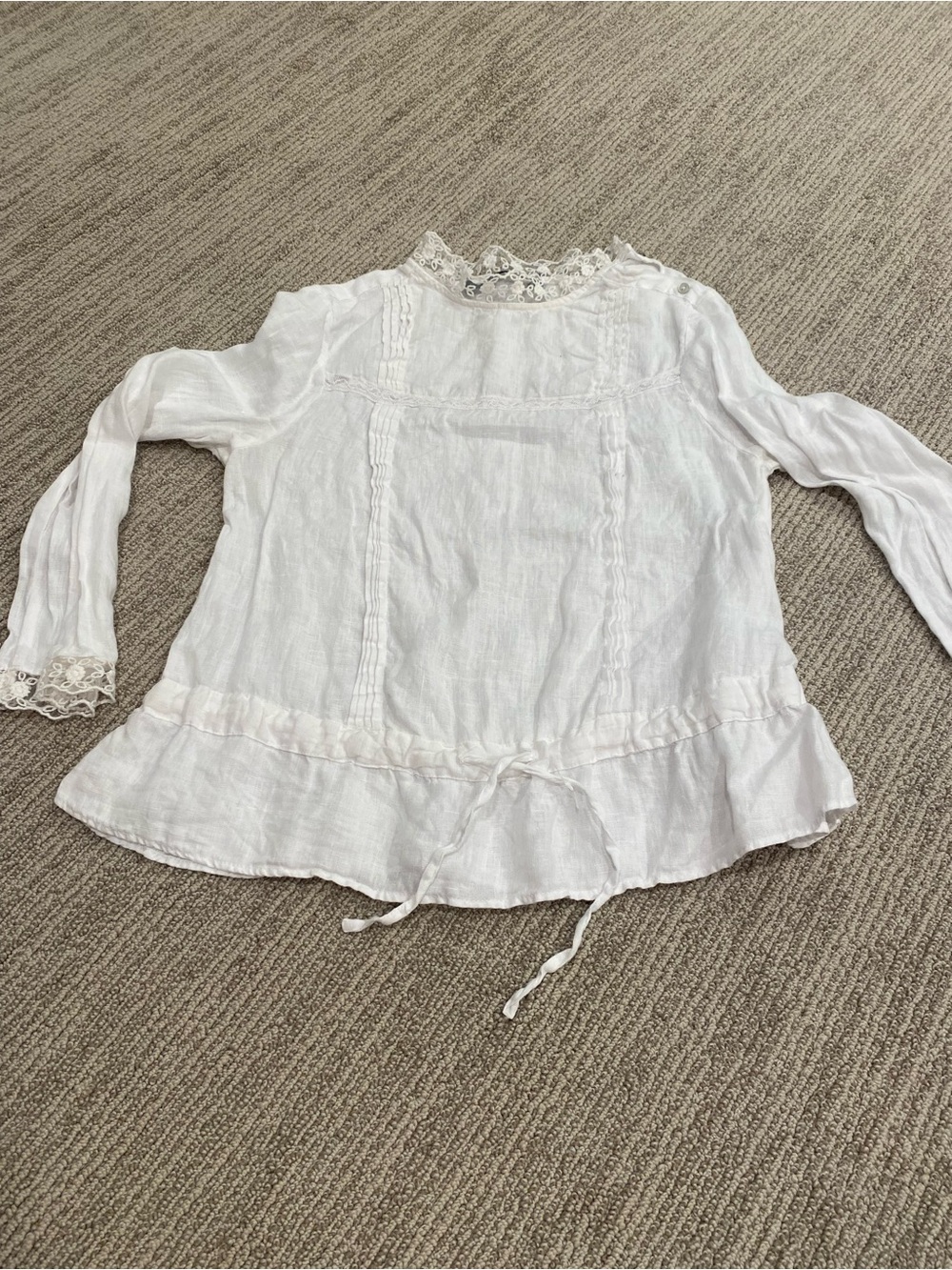 Zara Lace Trim Long Sleeve blouse